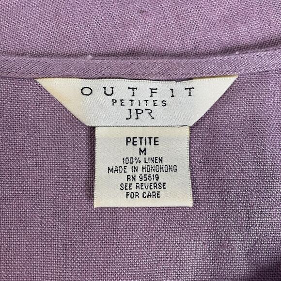 Vintage Shift Dress Size Medium Petite MP Purple Linen Embroidered Sleeveless - Picture 10 of 14
